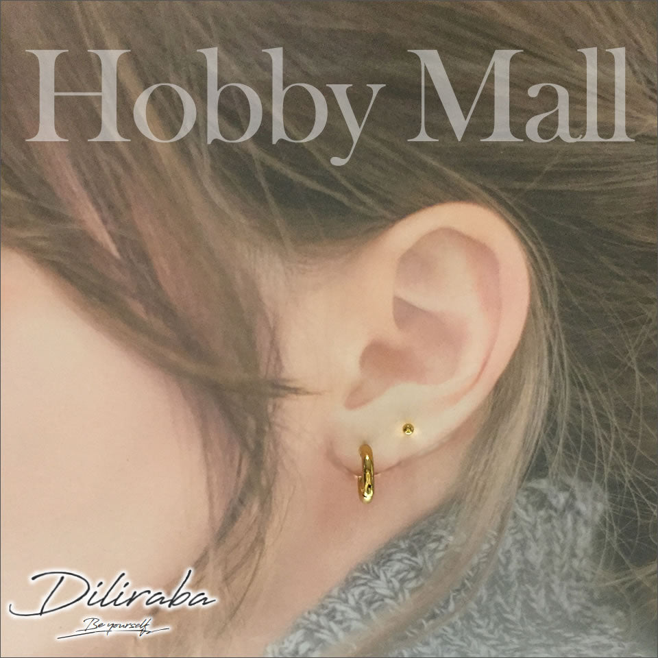Diliraba ピアス（両耳用）DEU06A0015 サージカルステンレス（316）フープ＆ボールピアスセット　ゴールド