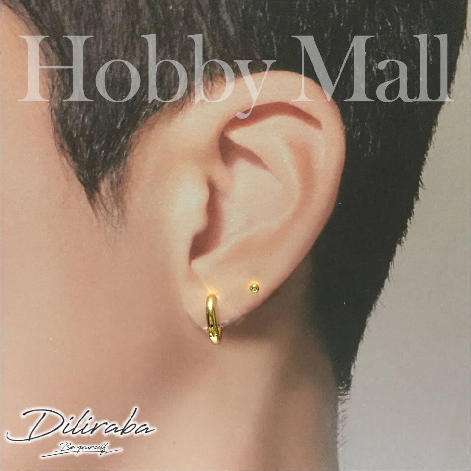 Diliraba ピアス（両耳用）DEU06A0015 サージカルステンレス（316）フープ＆ボールピアスセット　ゴールド